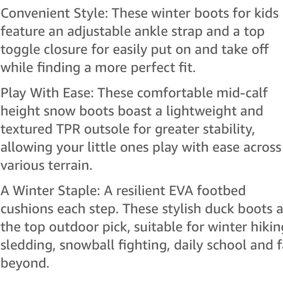 Kids Snow Boots Boy's / Girl's Waterproof Cold Weather Classic Boots - Size 5 - Picture 8 of 9